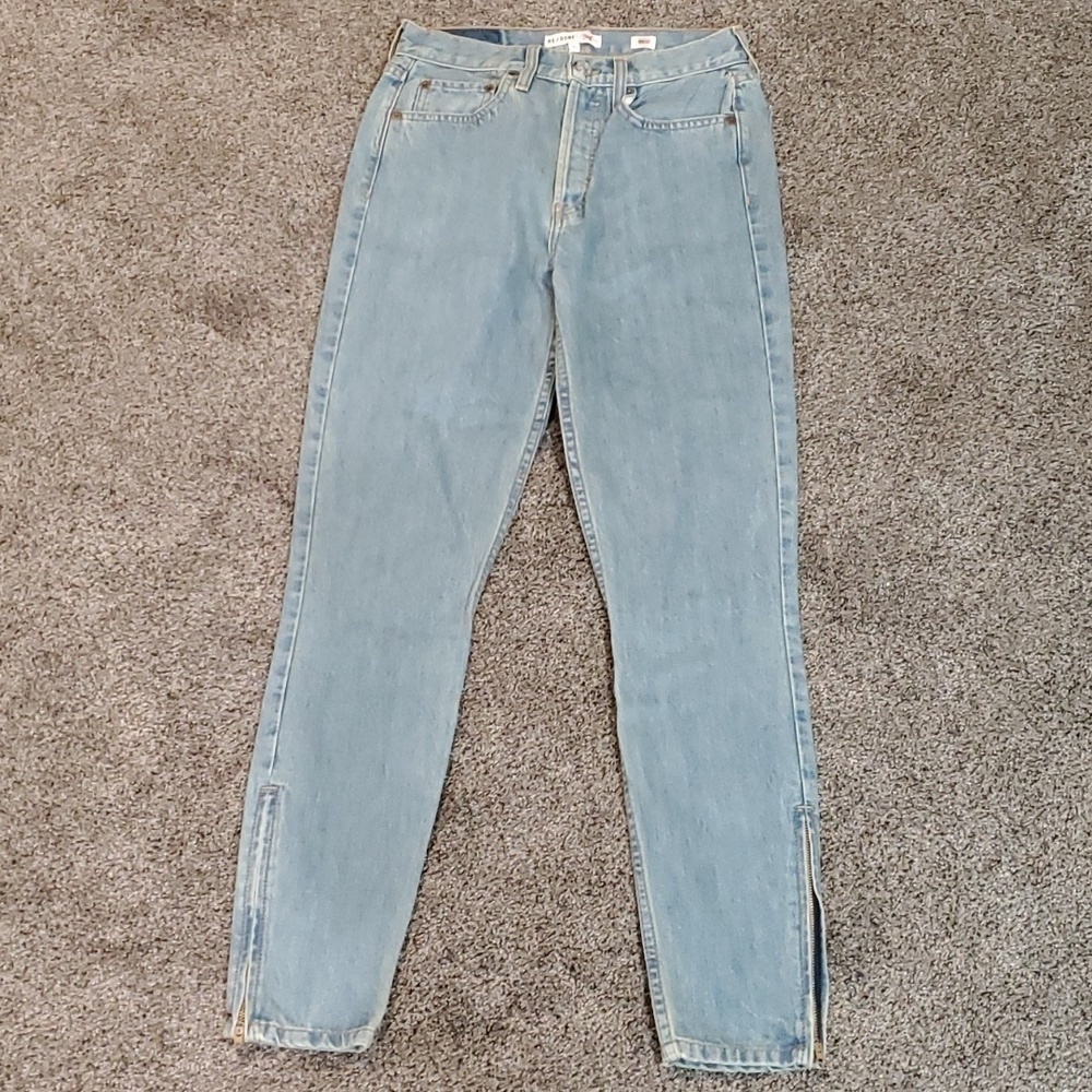 Re/Done Originals Womens 90s Wash High rise Ankle Side zip Jeans sz 26